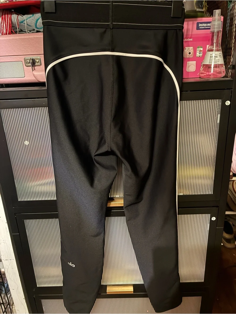 ALO Yoga Black Leggings with White Side Stripe